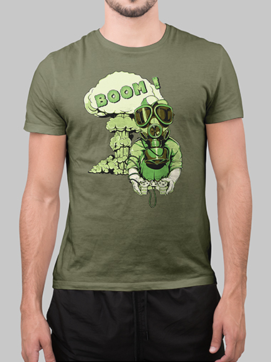 Мъжка тениска с щампа - Boom - Противогаз