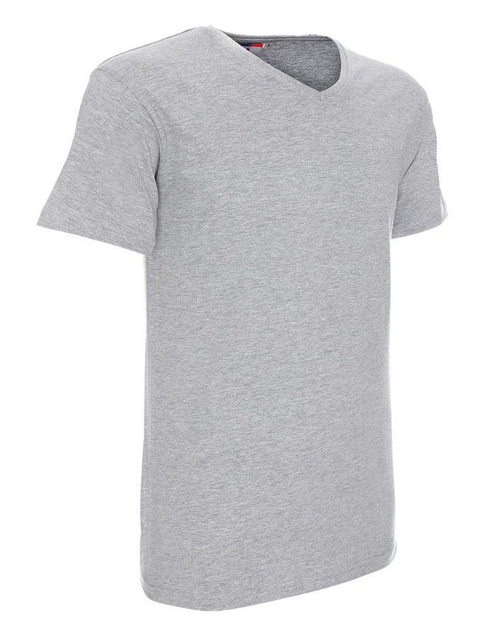 Изчистена меланж Тениска с къс ръкав - V neck с печат по поръчка