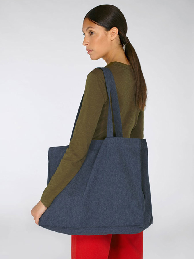 Черна Широка Чанта Shopping Bag за печат с твой дизайн 