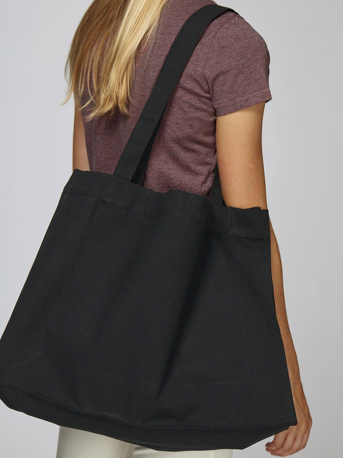 Черна Широка Чанта Shopping Bag за печат с твой дизайн 
